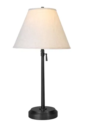Alexis Cordless Table Lamp - Black with Beige Empire Shade
