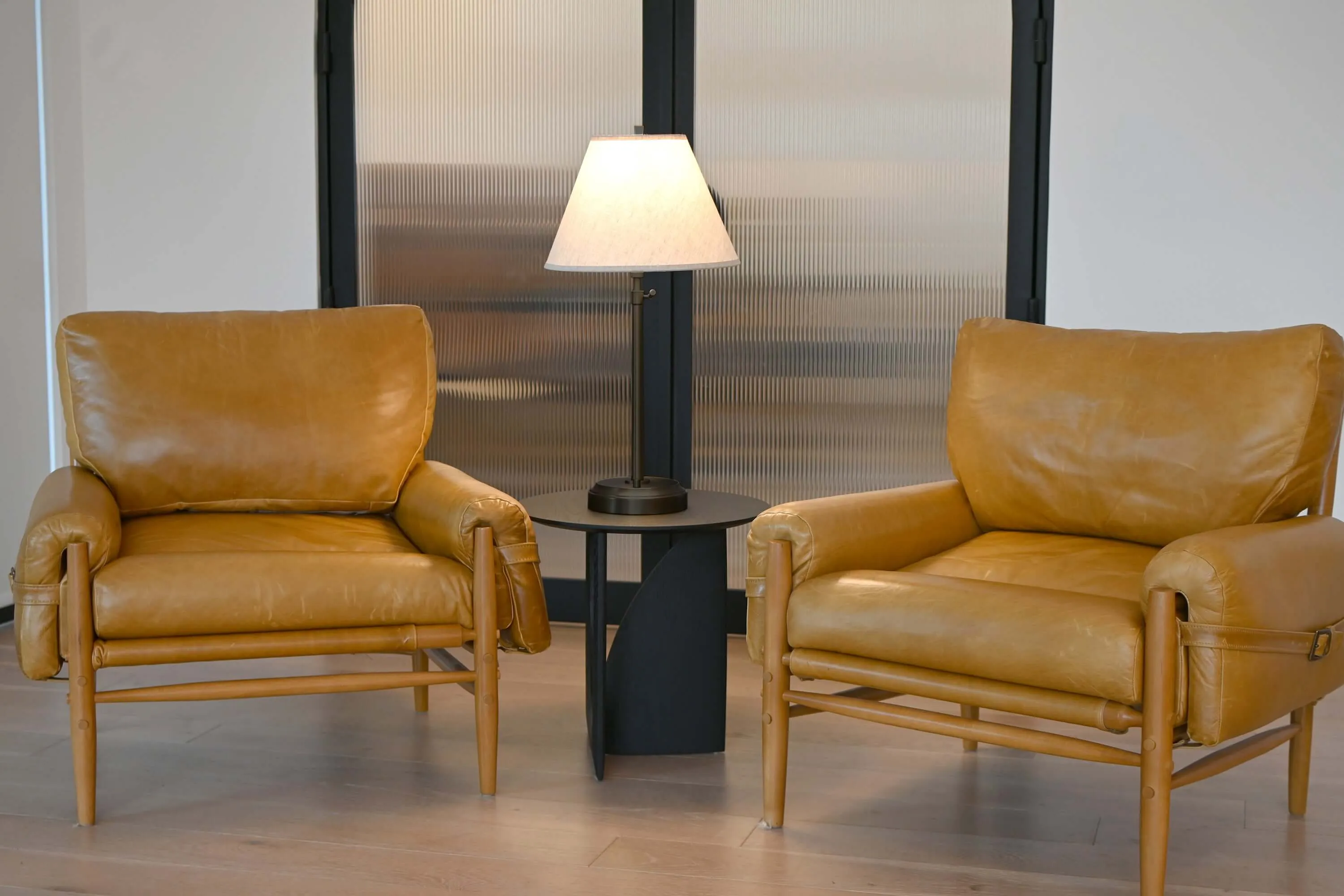 Alexis Cordless Table Lamp - Black with Beige Empire Shade