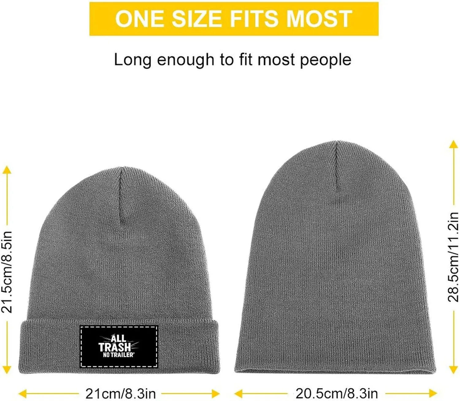 All Trash No Trailer Casual Beanie Skull Cap Warm Soft Ski Knit Hat Unisex Winter Outdoor
