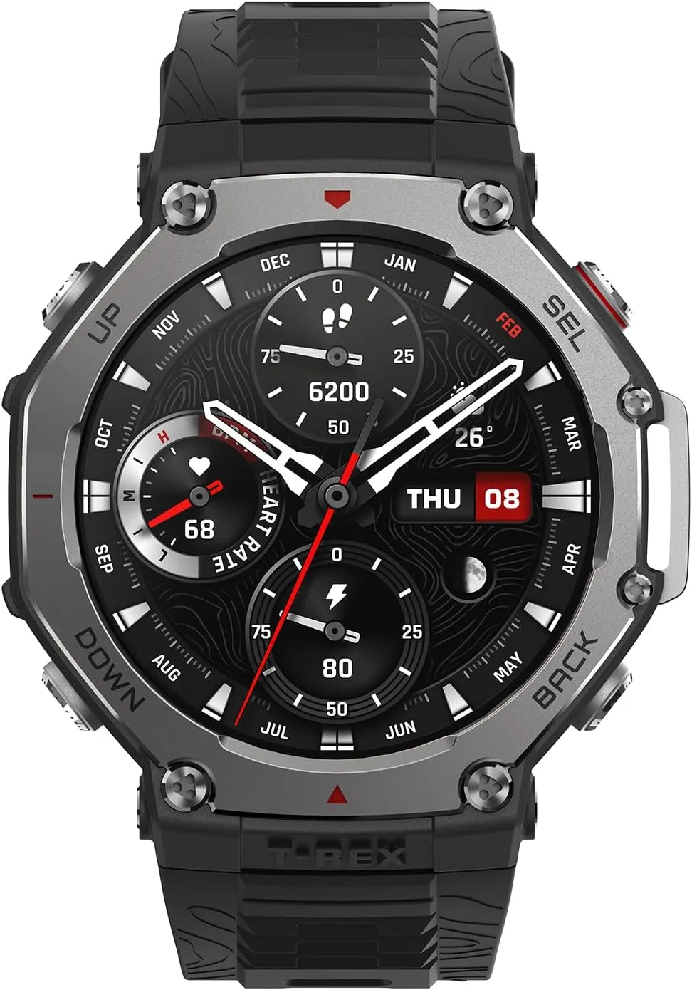 Amazfit Refurbished T-Rex 3 Rugged Military Smart Watch 48mm, GPS, Offline Maps, 100m Water-Resistant, Outdoor Fitness Smartwatch for Men, 170 Sport Modes, AI, Voice Control, Renewed (Black)