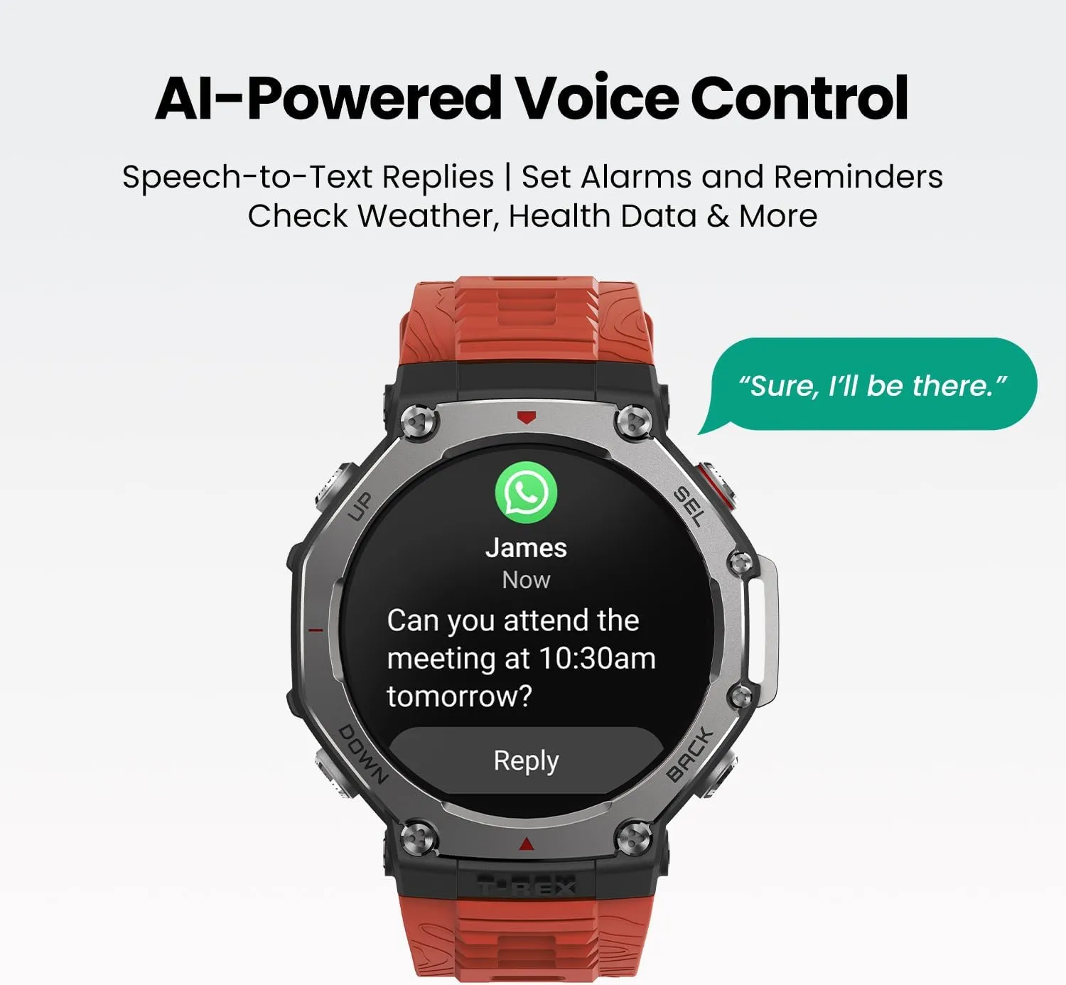 Amazfit T-Rex 3 Rugged/Military Smart Watch 48mm, 27 Day Battery, GPS (with Privacy), Offline Maps, 328 Feet Water-Resistant, 170 Fitness/Sport Modes, AI, Voice Control, for Android or iPhone, Lava
