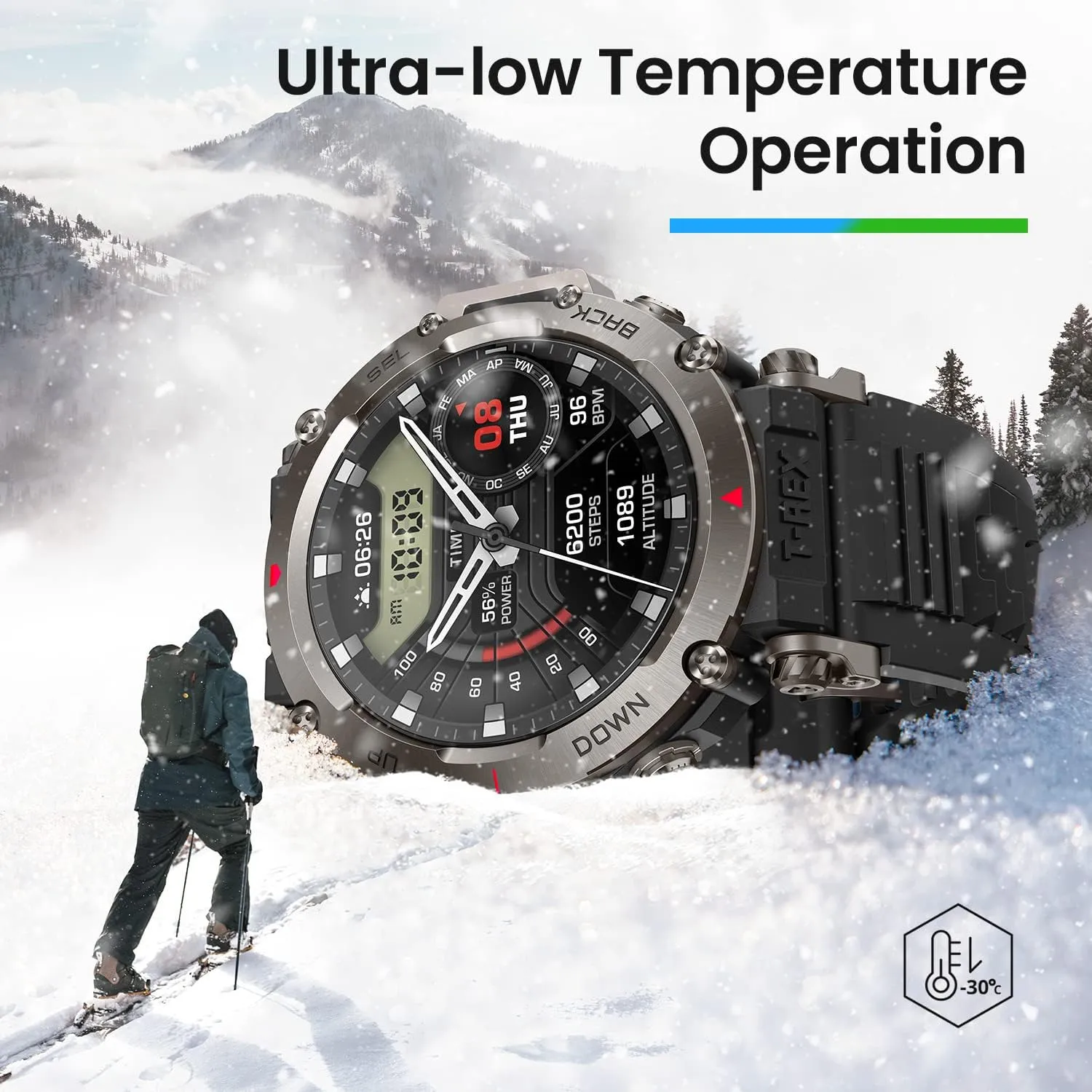 Amazfit T-Rex Ultra Tactical Smart Watch for Men 47mm, Military-Grade Sports Watch, Dual-Band GPS, 20-Day Battery, Android & iPhone, Black