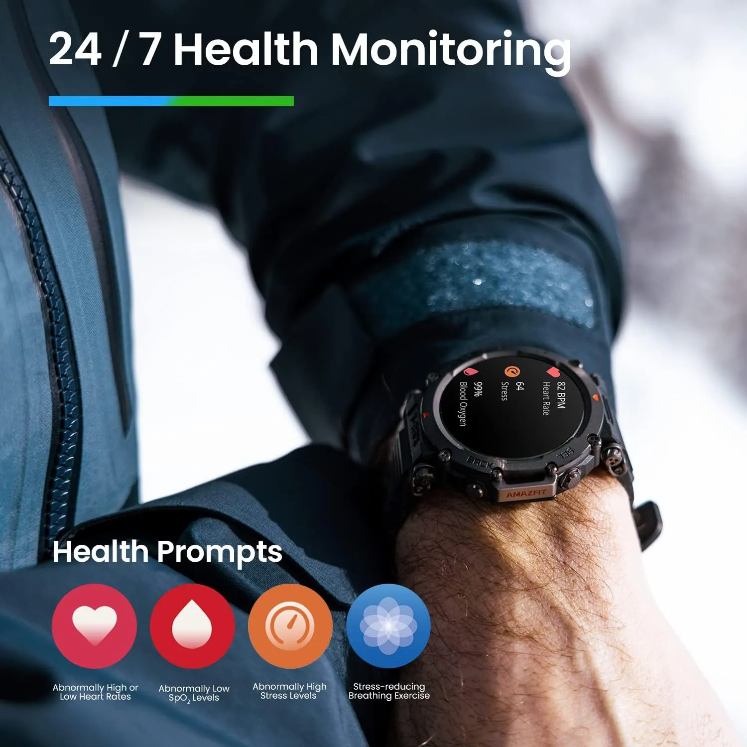 Amazfit T-Rex Ultra Tactical Smart Watch for Men 47mm, Military-Grade Sports Watch, Dual-Band GPS, 20-Day Battery, Android & iPhone, Black