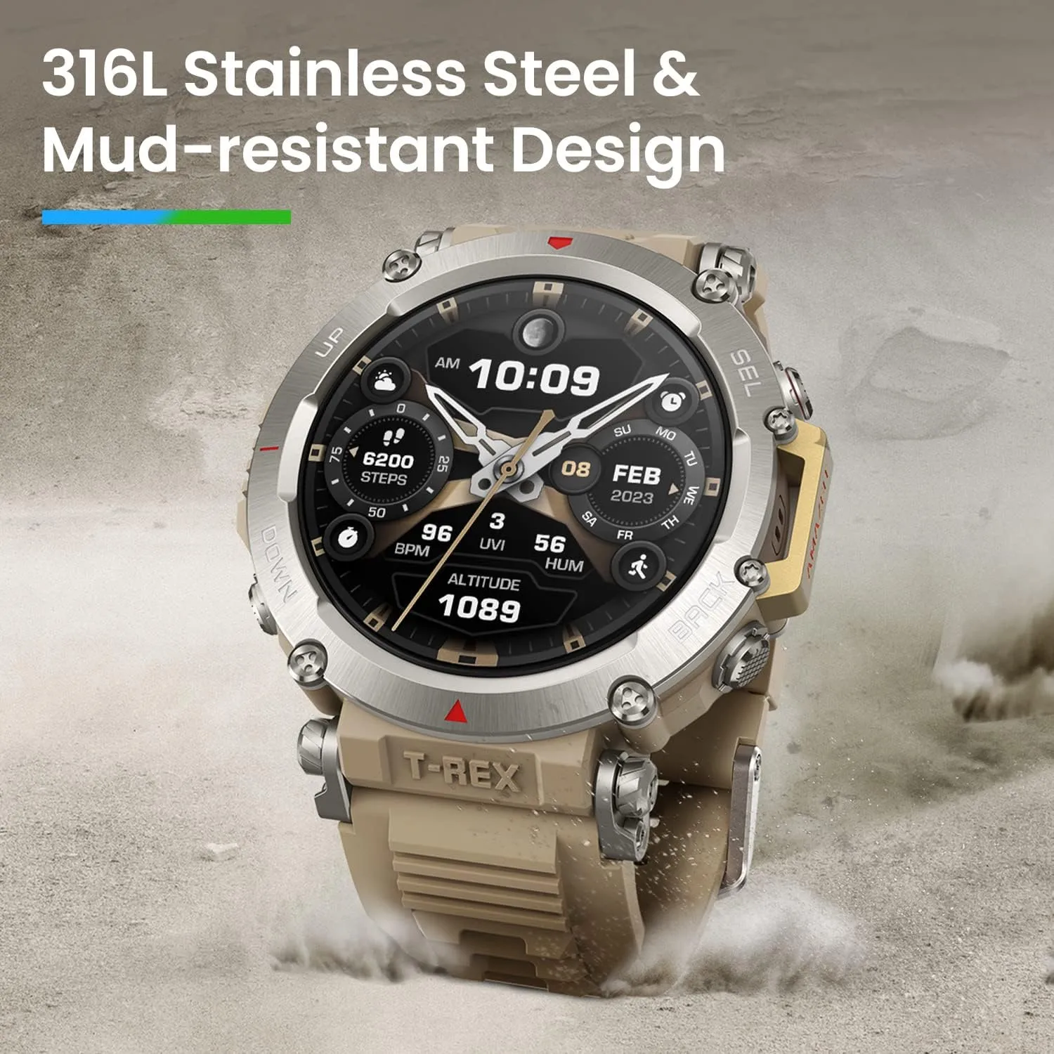 Amazfit T-Rex Ultra Tactical Smart Watch for Men 47mm, Military-Grade Sports Watch, Dual-Band GPS, 20-Day Battery, Android & iPhone, Black