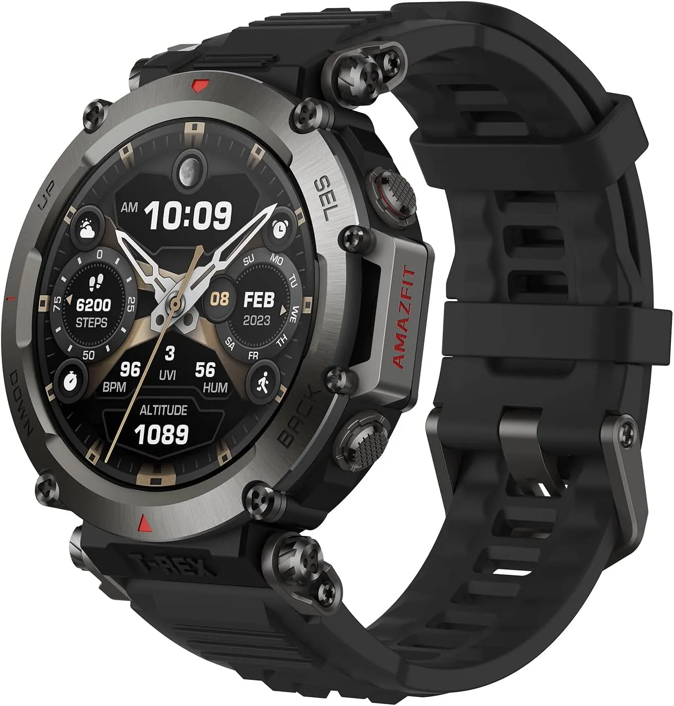 Amazfit T-Rex Ultra Tactical Smart Watch for Men 47mm, Military-Grade Sports Watch, Dual-Band GPS, 20-Day Battery, Android & iPhone, Black