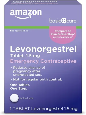 Amazon Basic Care Levonorgestrel 1.5 mg – Emergency Contraceptive Tablet, Morning After Pill, 1 Count (Compare to Plan B One-Step) (Packaging may vary)