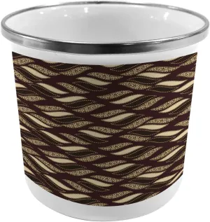Ambesonne African Metal Camping Cup, Indigenous Abstract Shapes Cheetah Motif Jungle Animal Skin Motif, Stainless Steel Mug for Indoor and Outdoor Activities, Dark Maroon Beige Brown