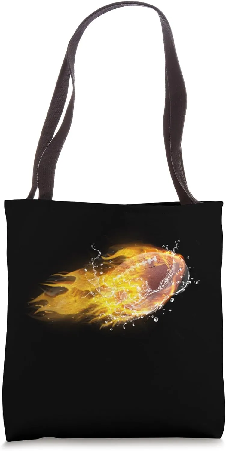 American Football Ice Flaming Fire Sports Lover Fireball Tote Bag