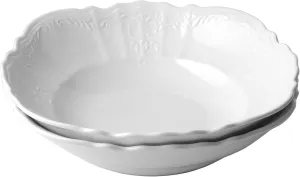 amhomel Porcelain Bowls, 38 Ounce Ceramic Shallow Large Serving Bowls for Salad, Pasta, Soup and Fruit, Microwave & Dishwasher Safe, Set of 2(White, 9 Inch)