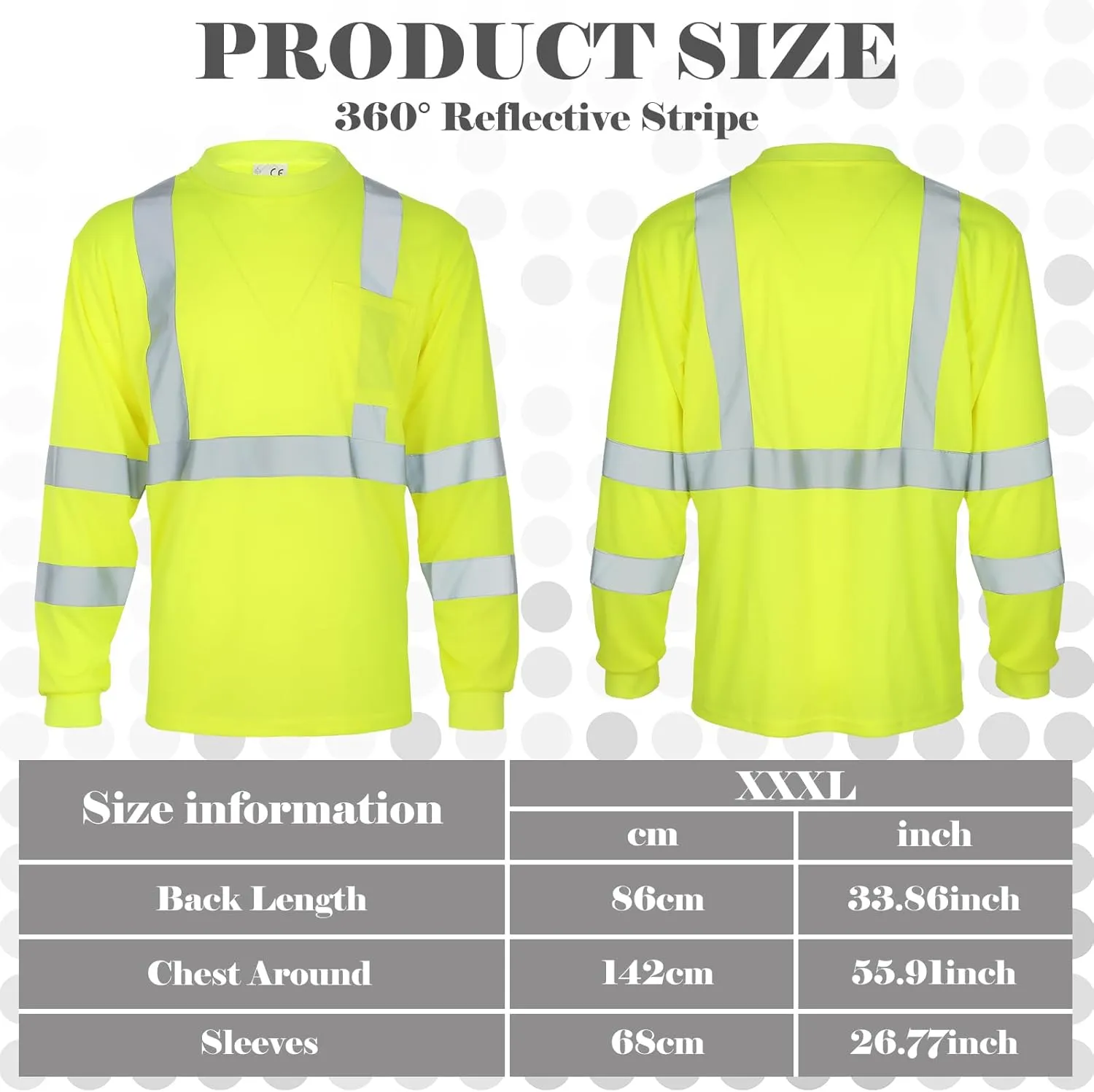 Amylove 4 Pcs Long Sleeve Safety Shirt High Visibility Reflective Construction Work Shirts for Men Women