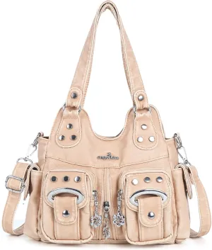 Angel Kiss Purses for Women Small Hobo Crossbody Bags Multi-Pocket Vegan Leather Hobo Handbags Tote Bag with Crossbody Strap