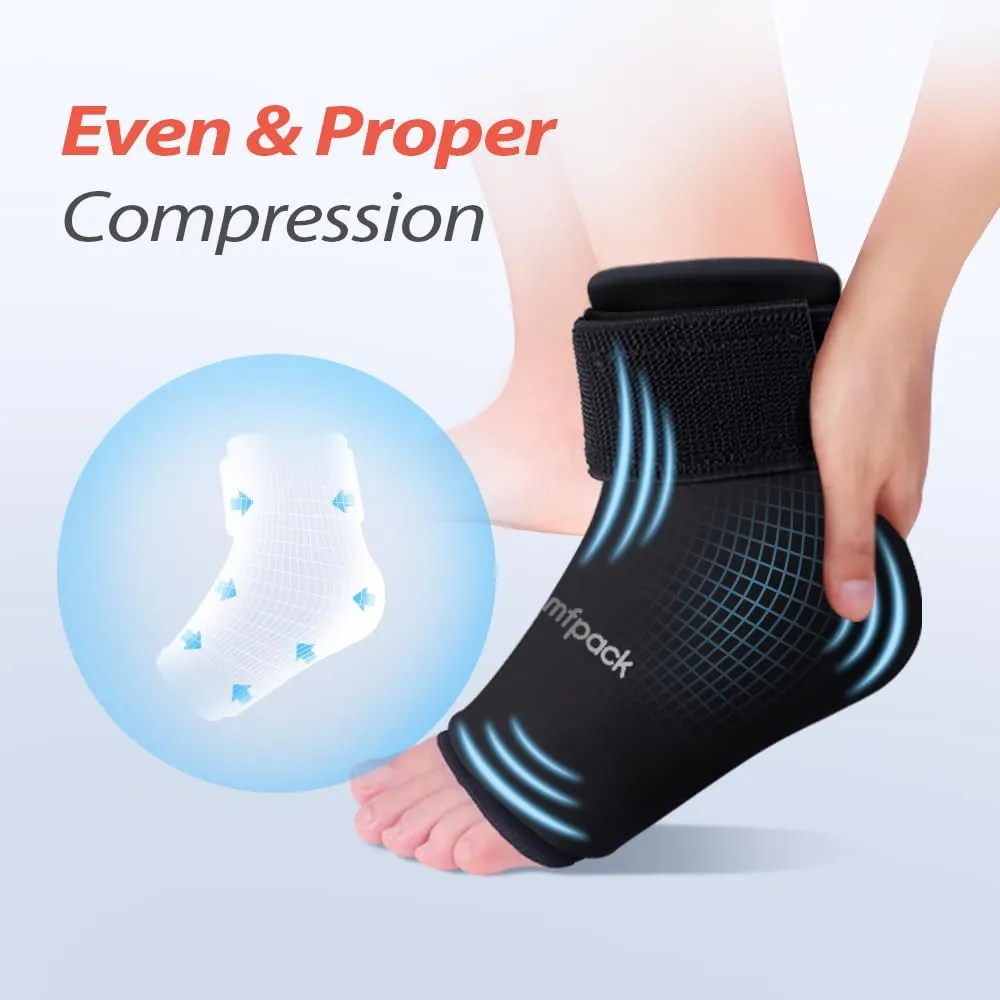 Ankle Ice Pack Wrap for Swelling, Foot Ice Pack Wrap for Injuries Reusable, Hot Cold Therapy Ice Sock for Plantar Fasciitis Relief, Achilles Tendonitis, Sprain, Surgery, Heel Pain, Black