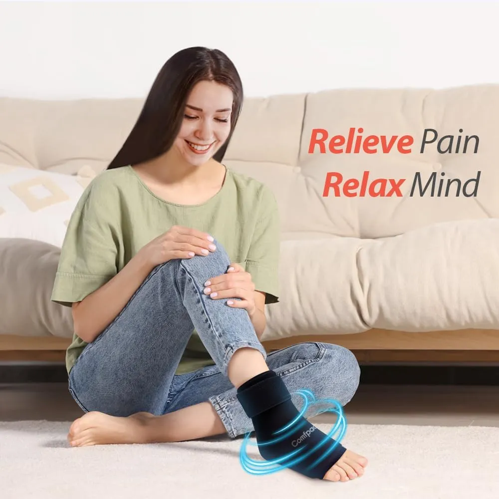 Ankle Ice Pack Wrap for Swelling, Foot Ice Pack Wrap for Injuries Reusable, Hot Cold Therapy Ice Sock for Plantar Fasciitis Relief, Achilles Tendonitis, Sprain, Surgery, Heel Pain, Black