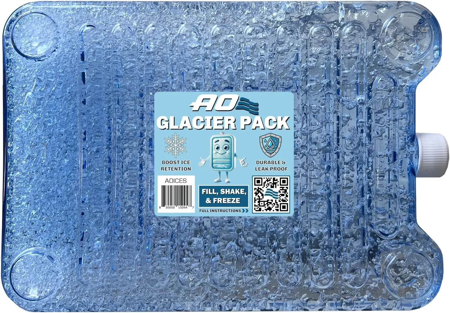 AO Coolers Glacier Pack Ice Enhancer, Reusable and Refreezable, Durable and Leak-Proof, Extends Ice Life Up to 24 Hours