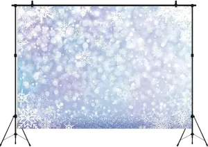 Aperturee Christmas Winter White Snowflake Backdrop 9x6ft Ice Blue Bokeh Baby Shower Birthday Kids Newborn Frozen Wonderland Photography Background Portrait Party Decoration Banner Photo Booth Props