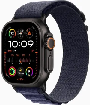 Apple Watch Ultra 2 [GPS   Cellular, 49mm] Black Titanium Case with Blue Alpine Loop, M (Renewed Premium)