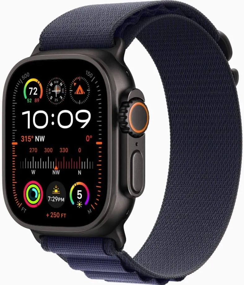Apple Watch Ultra 2 [GPS   Cellular, 49mm] Black Titanium Case with Blue Alpine Loop, M (Renewed Premium)