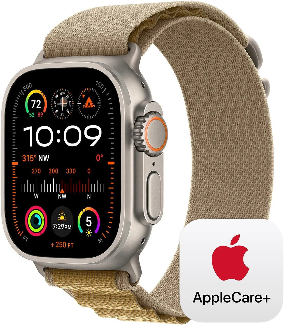 Apple Watch Ultra 2 [GPS   Cellular 49mm] Smartwatch, Sport Watch with Natural Titanium Case with Tan Alpine Loop - L. Fitness Tracker, Precision GPS, Carbon Neutral with AppleCare  (2 Years)