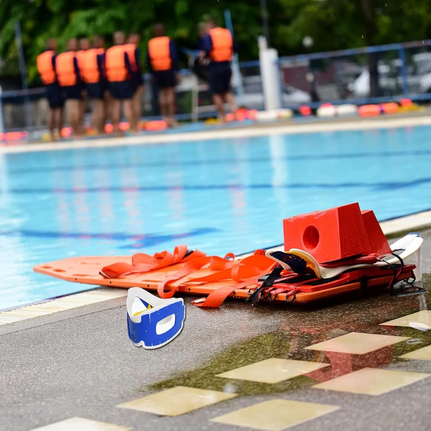 Aquatic Spine Board Rescue Kit - Portable Portable Patient Transport Rescue with Neck Brace & Head Bed, Lightweight PE Plastics Ambulance Stretcher Gurney for Patient,Orange-72 * 17 * 13in