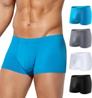 Arjen Kroos Men's Boxer Briefs, Sexy Silky Breathable Ice Silk Mens Trunks Underwear, Underwear for Men 4 Pack