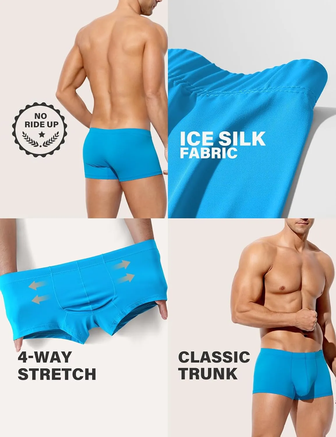 Arjen Kroos Men's Boxer Briefs, Sexy Silky Breathable Ice Silk Mens Trunks Underwear, Underwear for Men 4 Pack