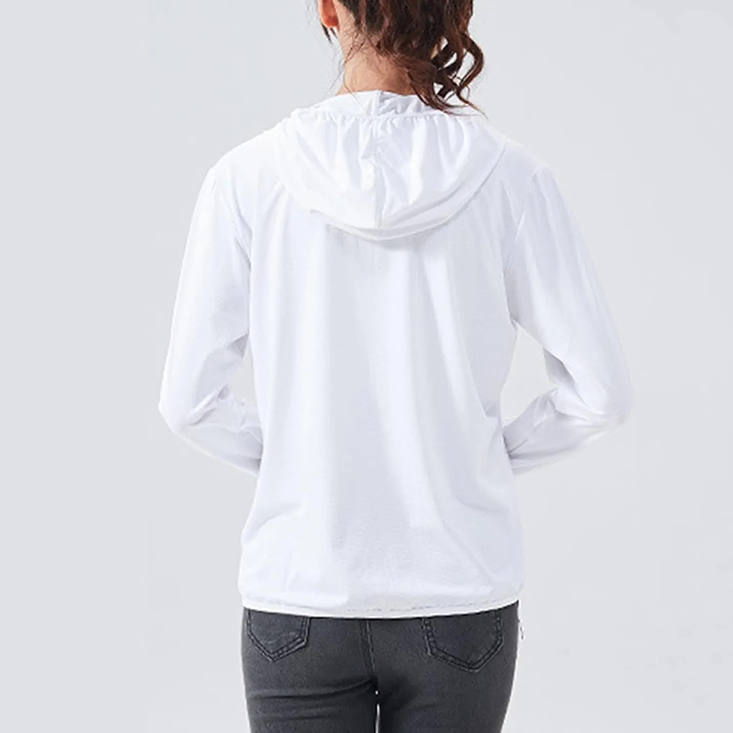 Athletic Sun Protection Women Long Sleeve Knitted Jacket Zipper UPF 50  Uv Protection Ice Silk Workout Shirt Fishing
