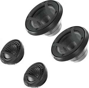 Audison AV 3.0 Voce Series 3" (70mm) Midrange Neodymium Magnets with Grilles (Pair) and Audison AV 1.1 Voce Series 1.38" (28mm) Tweeters (Pair)