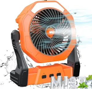 Ausic Portable Misting Fan, Outdoor Fans for Patios with Water Mist, 20000mAh Rechargeable Battery Personal Cooling Fan with Mister, 8-Inch, 250mL Water Tank & LED Lantern, for Home, Outside, Camping