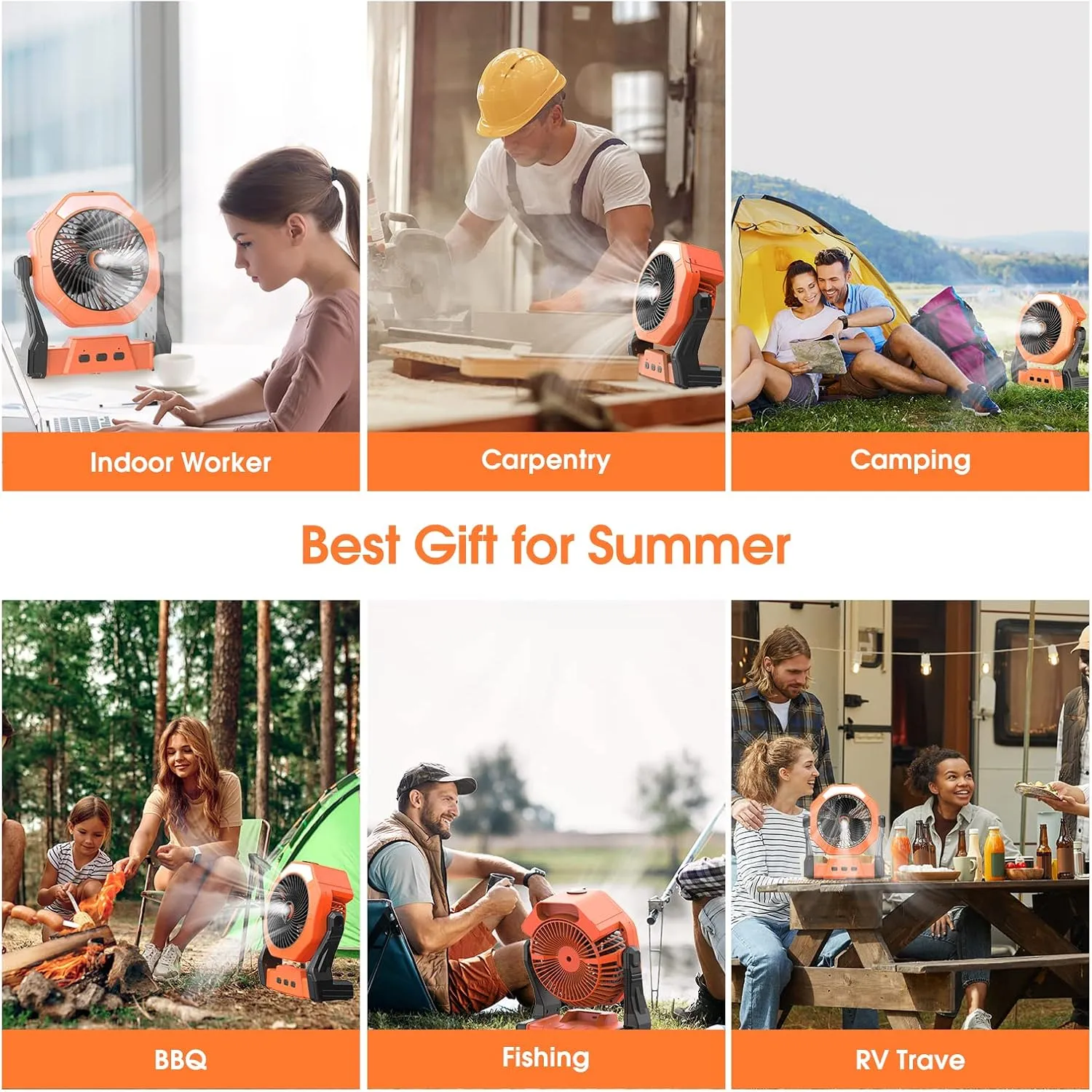 Ausic Portable Misting Fan, Outdoor Fans for Patios with Water Mist, 20000mAh Rechargeable Battery Personal Cooling Fan with Mister, 8-Inch, 250mL Water Tank & LED Lantern, for Home, Outside, Camping
