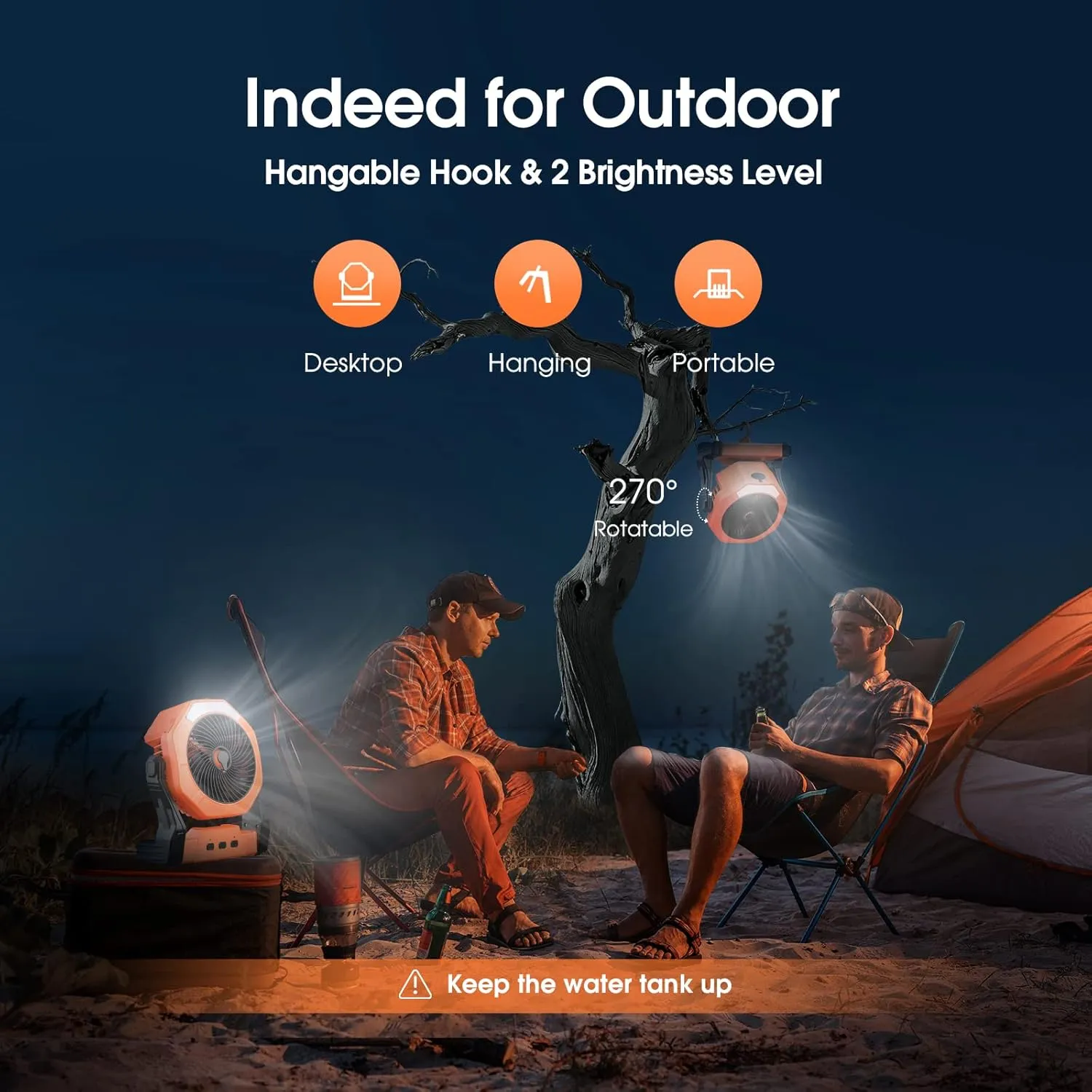 Ausic Portable Misting Fan, Outdoor Fans for Patios with Water Mist, 20000mAh Rechargeable Battery Personal Cooling Fan with Mister, 8-Inch, 250mL Water Tank & LED Lantern, for Home, Outside, Camping