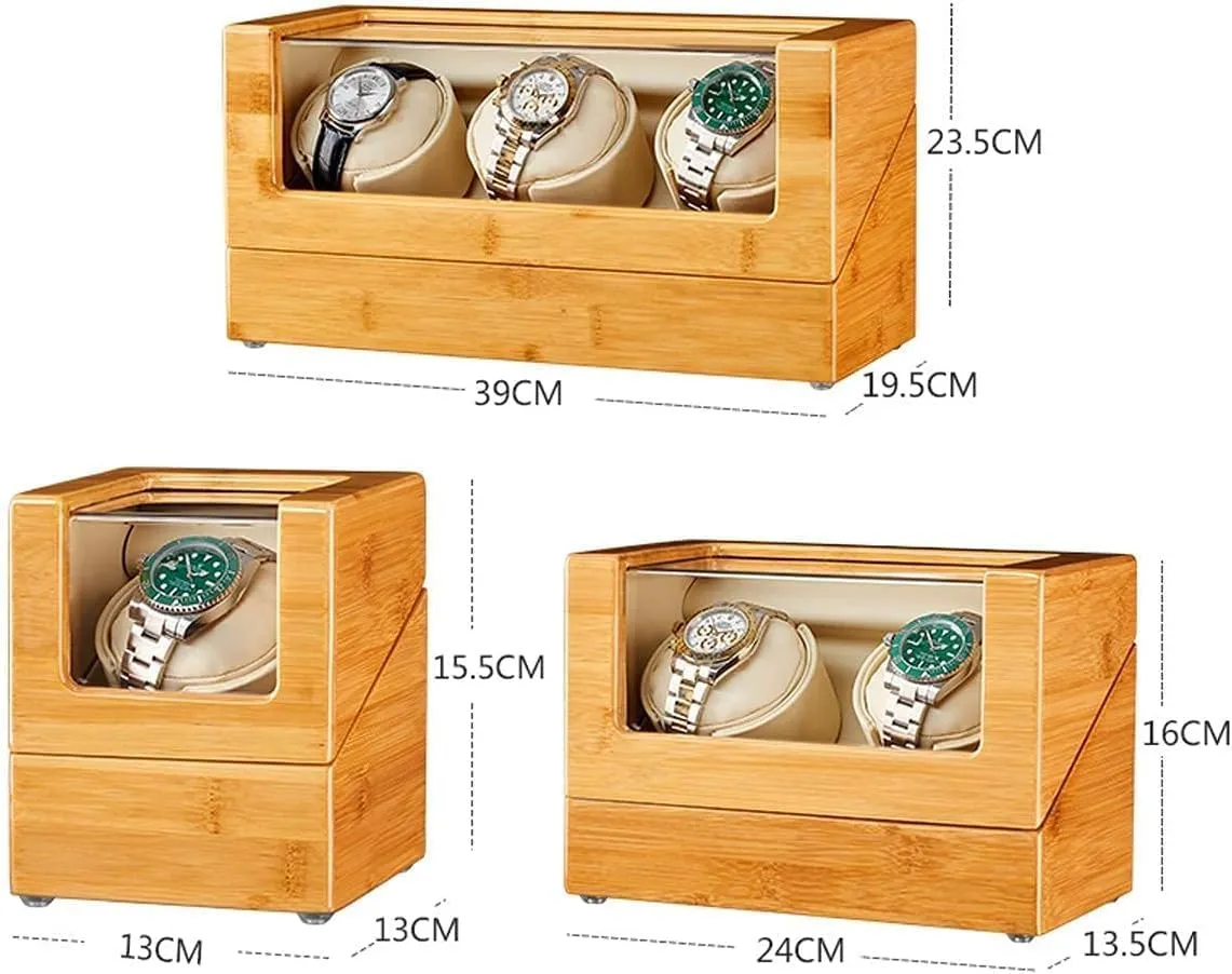 Automatic Watch Winder,in Wood Shell and Leather Pillow Carbon Fiber Leather, Silent Motor and 5 ModesHoliday Gift