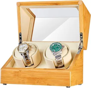 Automatic Watch Winder,in Wood Shell and Leather Pillow Carbon Fiber Leather, Silent Motor and 5 ModesHoliday Gift