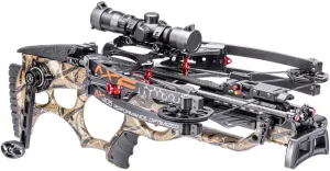Axe Crossbows AX405 - Shoot Through Riser, Integrally Mounted 3 Arrow Quiver, Multi Range Illuminated Reticle Scope, (3) Axe Micro Diameter Bolts with 100 Grain Practice Tips Included, Model AX40001