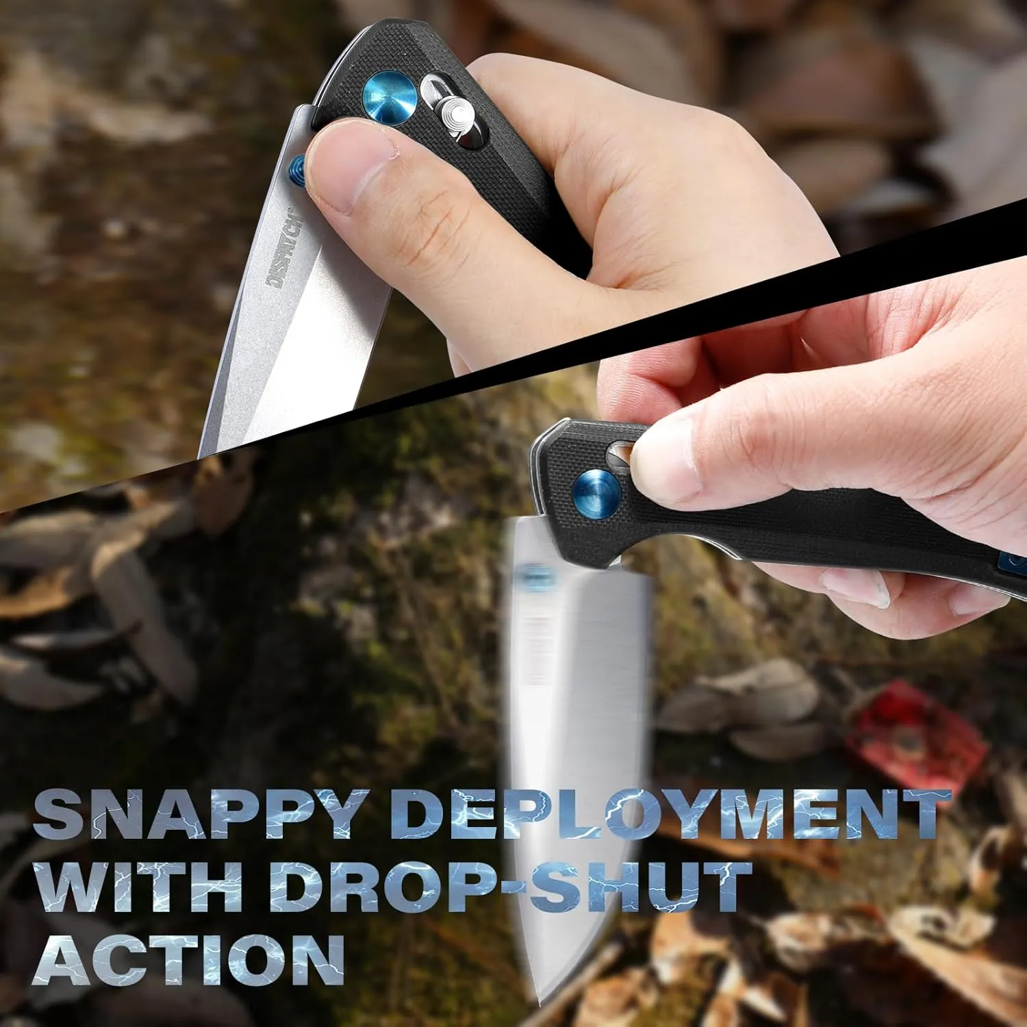 Axis Lock Folding Pocket Knife with Clip, 3.46" D2 Steel Drop Point Blade and G10 Handle, Crossbar Lock Knives for Men Women Camping Hiking Survival Pocketknife