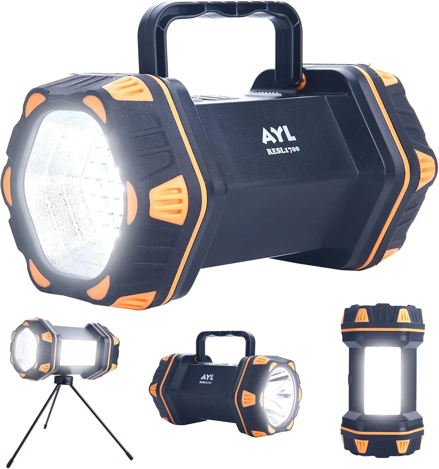 AYL LED Camping Lantern Rechargeable, Camping Flashlight 8 Light Modes, 4800mAh Power Bank, Waterproof, Lantern Flashlight for Emergency, Hurricane, Power Outages, USB Cable with Tripod Included