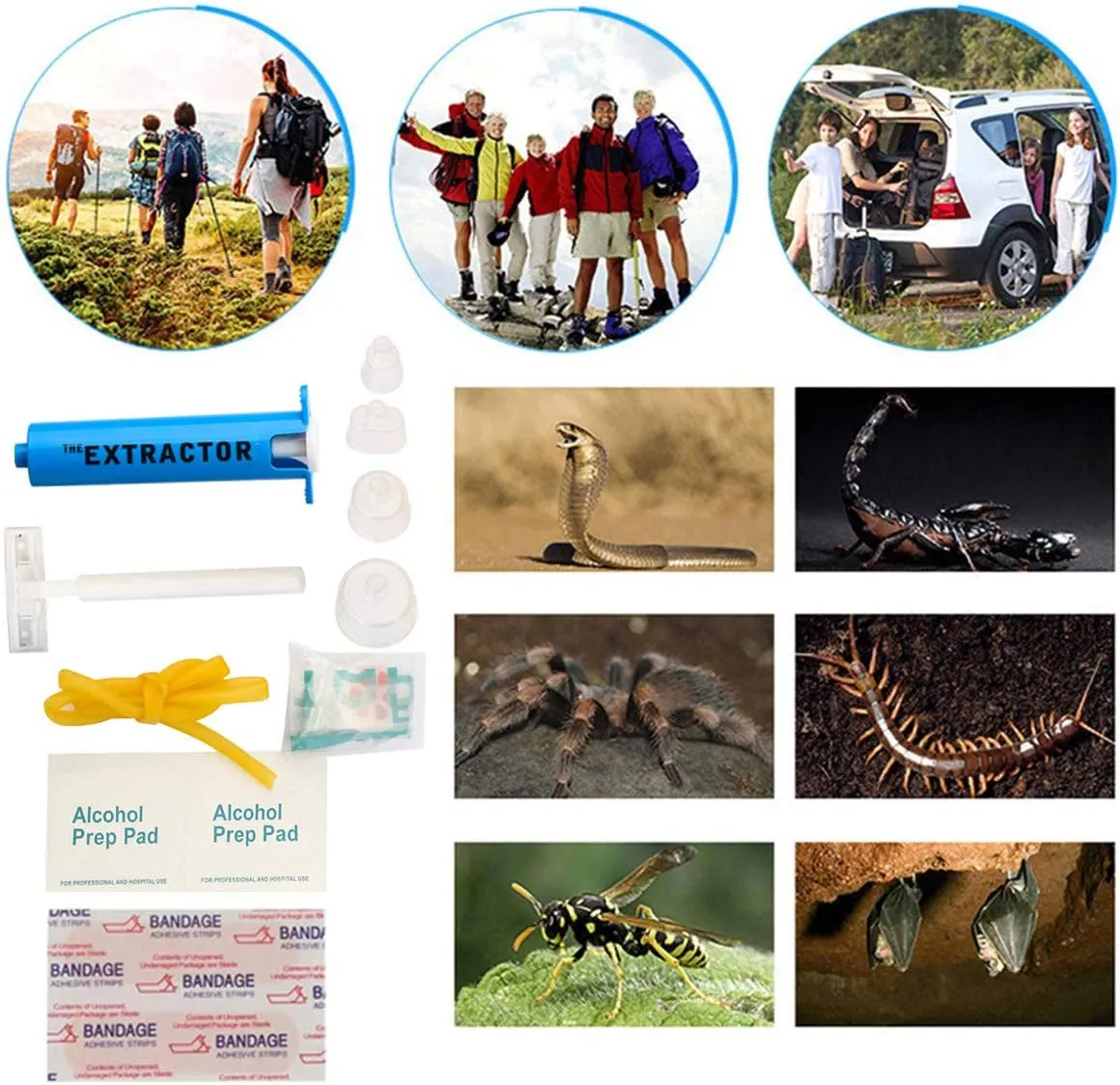Backpacking Bite Minimalistic Snake Pump, Face Extractor Hiking, Venom Guaranteed security CPR for Kit, Includes Aid Bee Sting Kit, Aid Sting Camping. Emergency Supplies, First Bonus Shield (Blue) and Bite First Suction and