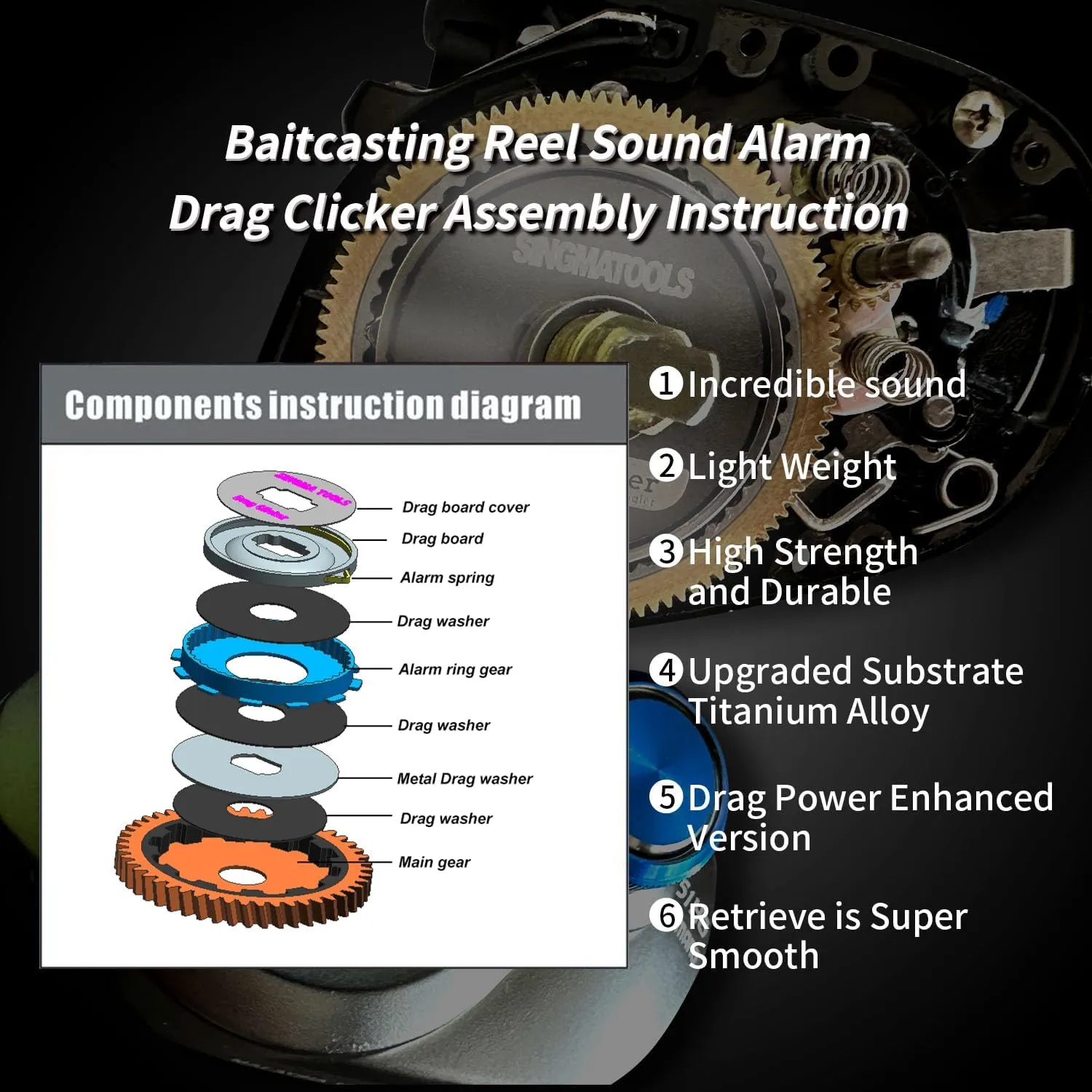 Baitcasting Reel Drag clicker for Abu Garcia Max Revo Series Fishing Reel Replacement Parts Baitcasting Combo Tunning Accessories