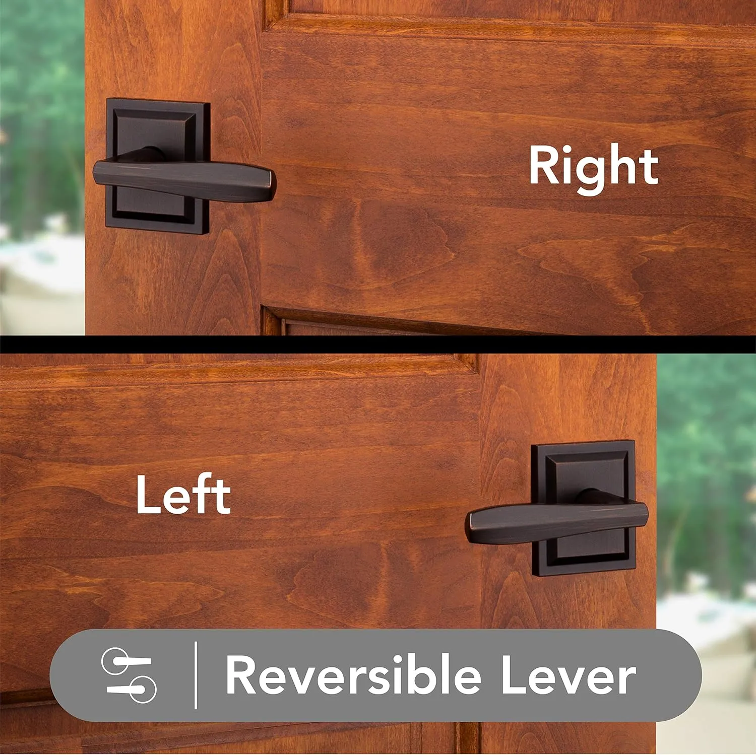 Baldwin Torrey, Interior Privacy Door Handle Reversible Lever for Bedroom/Bathroom, Keyless Door Lock With Microban Protection, in Venetian Bronze