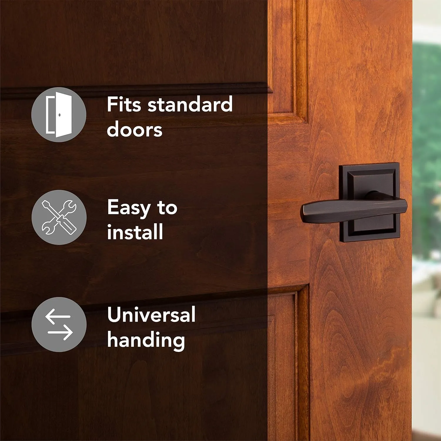 Baldwin Torrey, Interior Privacy Door Handle Reversible Lever for Bedroom/Bathroom, Keyless Door Lock With Microban Protection, in Venetian Bronze