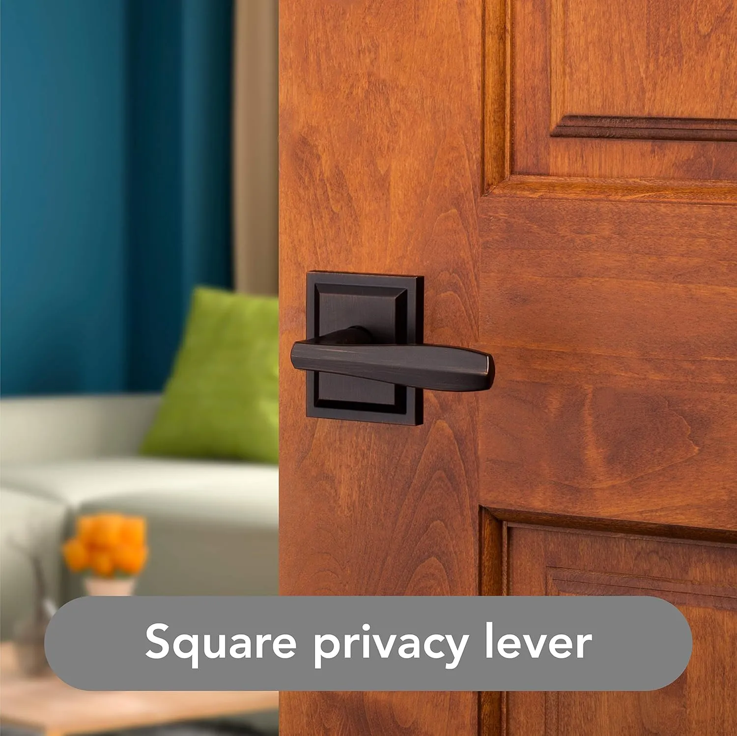 Baldwin Torrey, Interior Privacy Door Handle Reversible Lever for Bedroom/Bathroom, Keyless Door Lock With Microban Protection, in Venetian Bronze