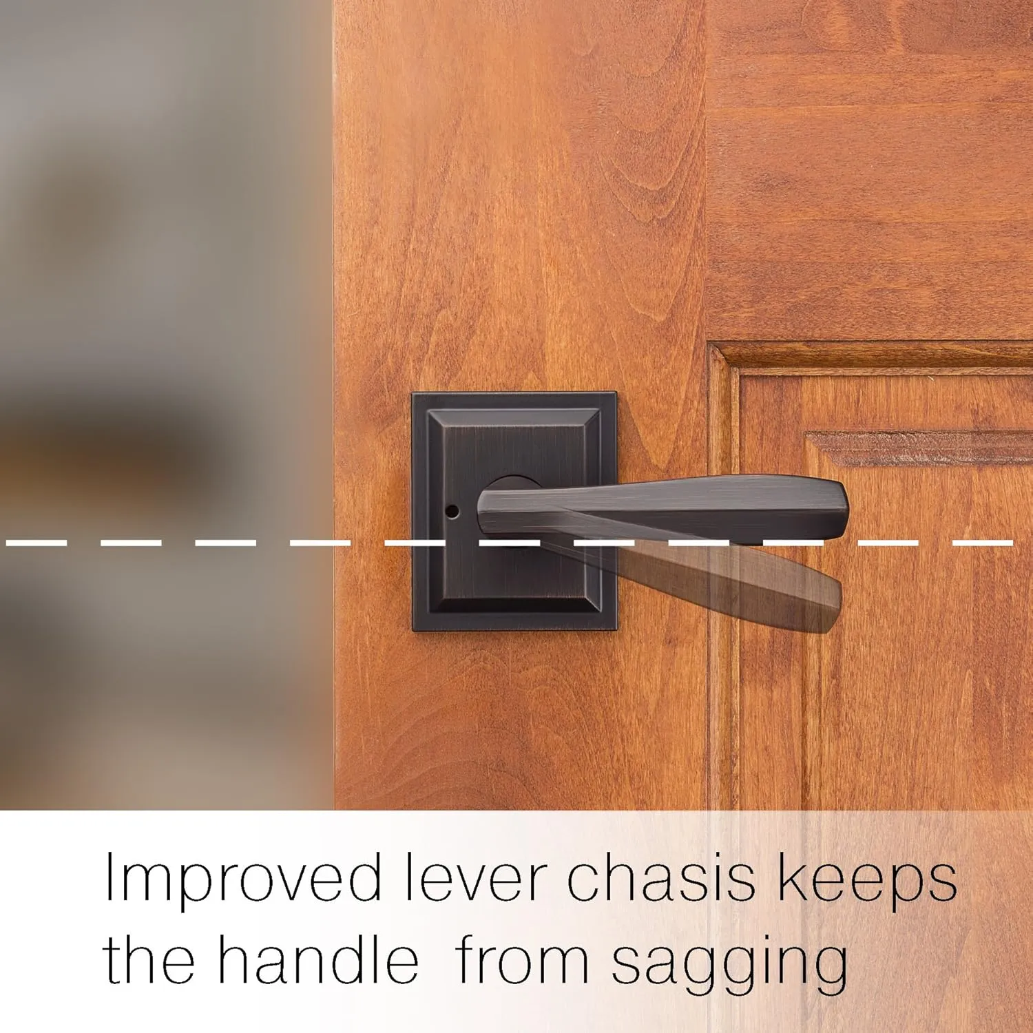 Baldwin Torrey, Interior Privacy Door Handle Reversible Lever for Bedroom/Bathroom, Keyless Door Lock With Microban Protection, in Venetian Bronze