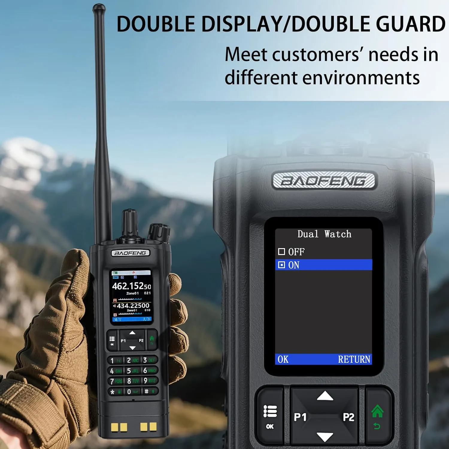 BAOFENG Radio UV-32 Ham Radio,10W Rechargeable UV32 Walkie Talkie with GPS,APP Programming,AM,Copy Frequency,USB-c Charging,for Off-Road & Disaster Ready (1 Pack Black)