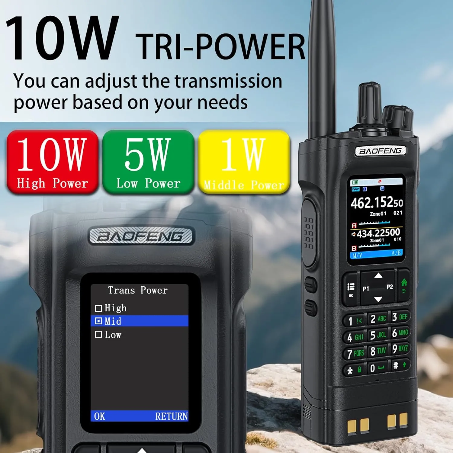 BAOFENG Radio UV-32 Ham Radio,10W Rechargeable UV32 Walkie Talkie with GPS,APP Programming,AM,Copy Frequency,USB-c Charging,for Off-Road & Disaster Ready (1 Pack Black)