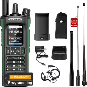 BAOFENG UV-32 10W High Power Long Range Walkie Talkie Bluetooth Programming Multi Band Rechargeable GPS Type-C 1000CH Two Way Ham Radio with 771 and Telescopic Antenna for Family Hunting Hiking