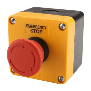 Baomain Red Sign Emergency Stop Switch Push Button Weatherproof Push Button Switch 660V with Box (3PCS)