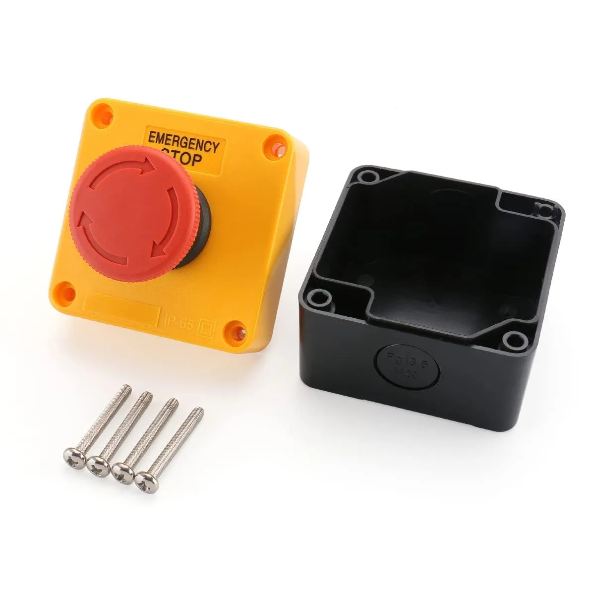 Baomain Red Sign Emergency Stop Switch Push Button Weatherproof Push Button Switch 660V with Box (3PCS)