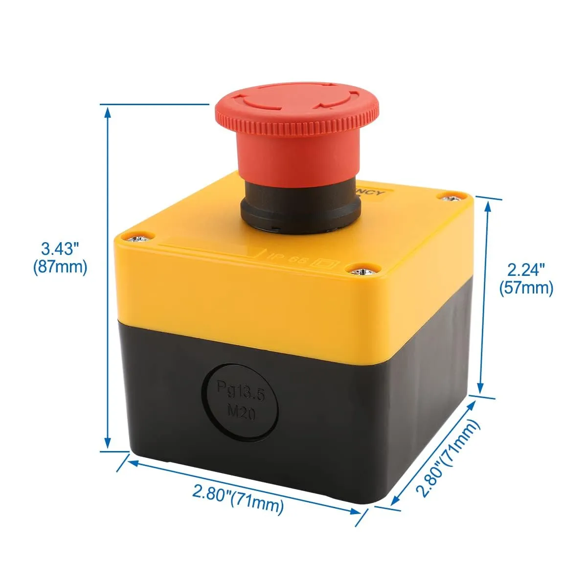 Baomain Red Sign Emergency Stop Switch Push Button Weatherproof Push Button Switch 660V with Box (3PCS)