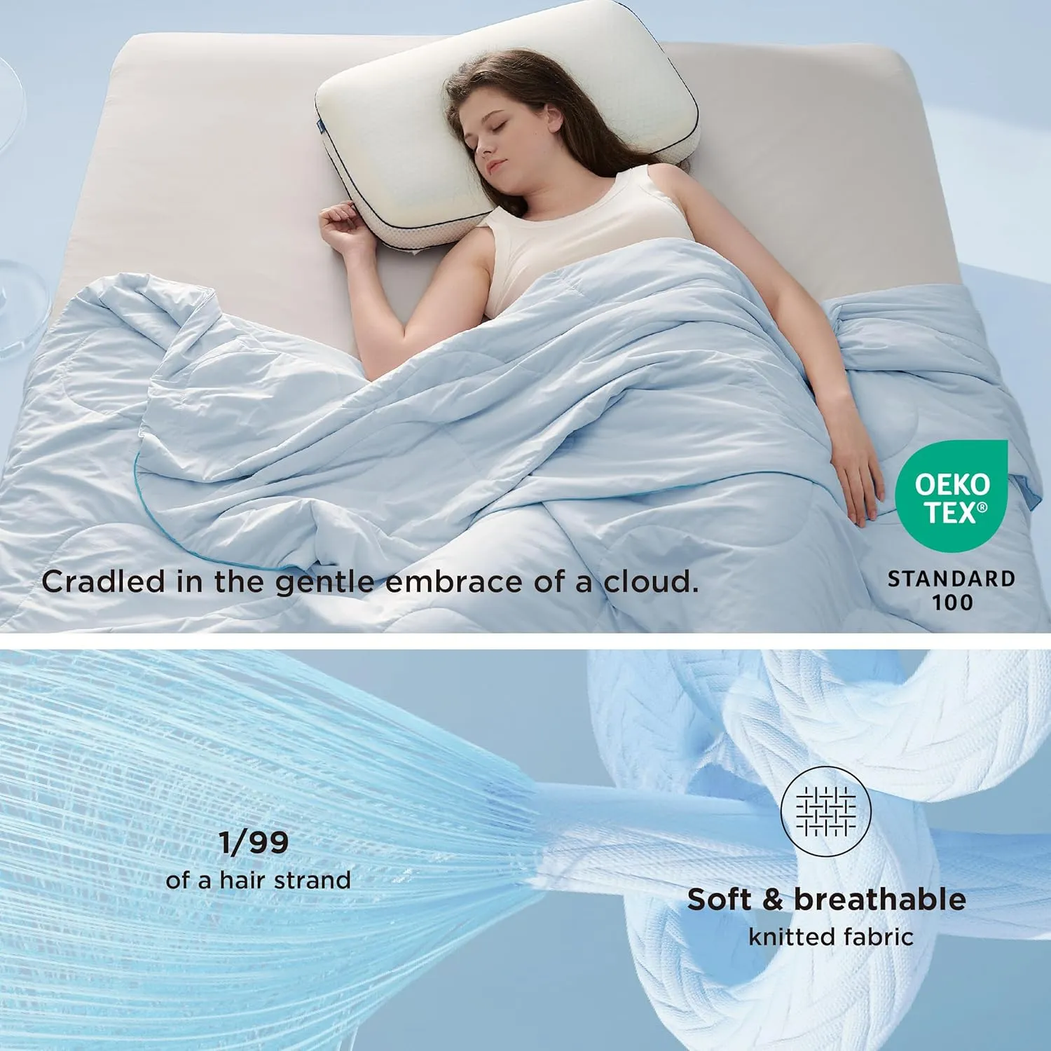 Bedsure Cooling Blankets for Hot Sleepers - Summer Blanket Twin Size, Cold and Lightweight Gift for Night Sweats, Ice Cooled Breathable Comforter for Bed and Couch, Blue, 60x80 Inches