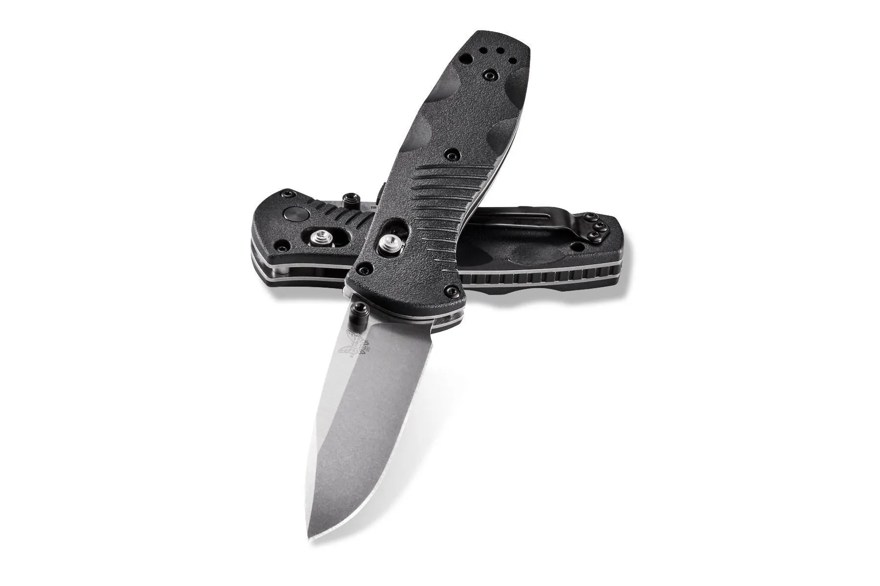 Benchmade Mini Barrage 585 Plain Edge Drop-Point 2.91" Black Handle Pocket Knife with Benchmade Blue Lube Lubricant for knives 37ml 1.25fl oz (Made in USA)