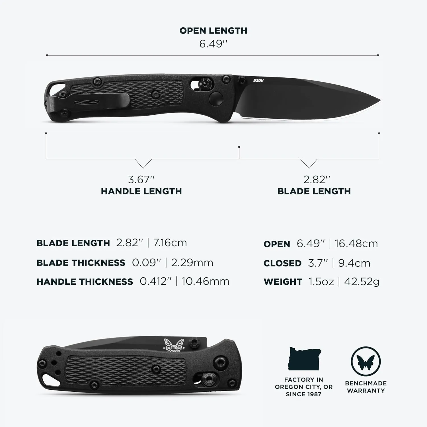 Benchmade - Mini Bugout 533 Folding Knife with Black Carbon Fiber Elite Handle (533BK-2)